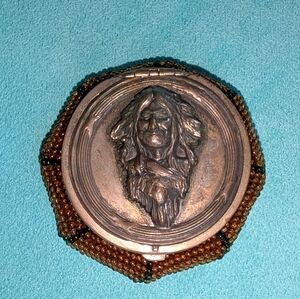 Native American Antique Beaded Coin Purse Circa 1903 Silver Plate Over Brass